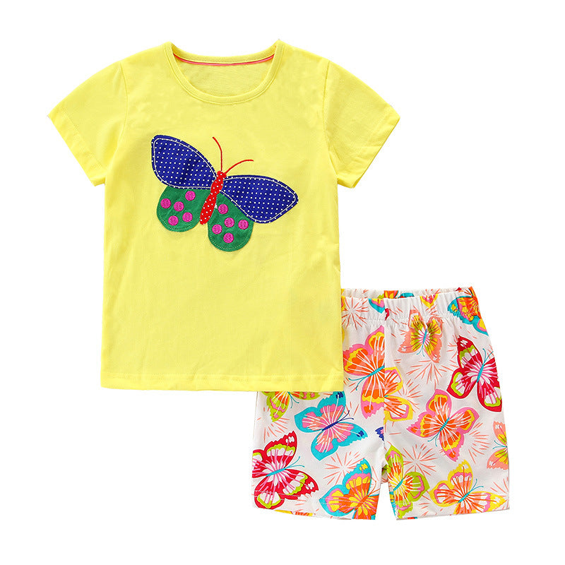 Summer New Products Girls Cotton Cartoon Suit