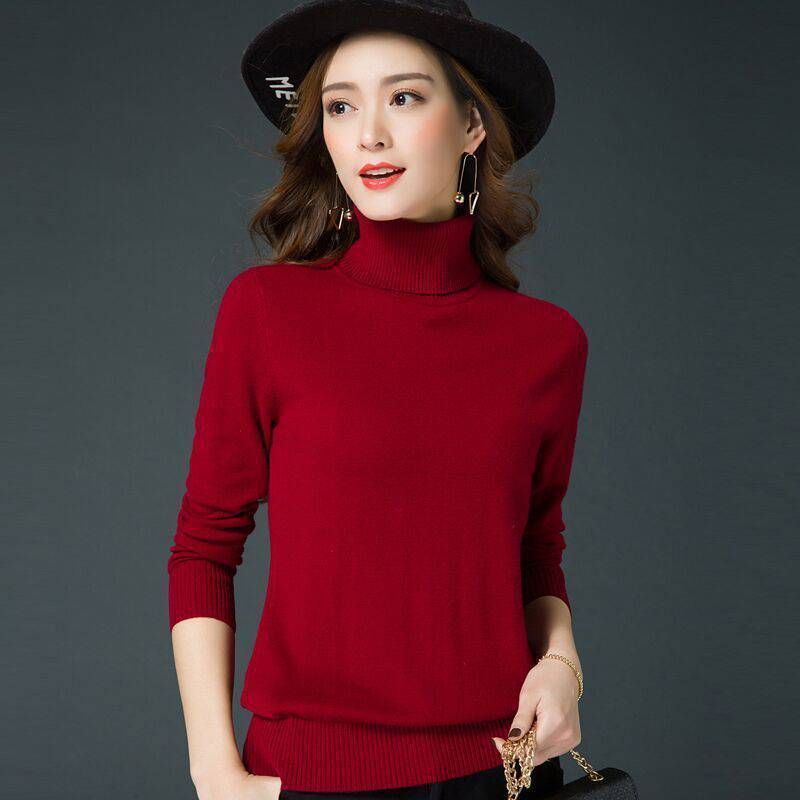 Women's Turtleneck Pullover Warm Pure Color Sweater